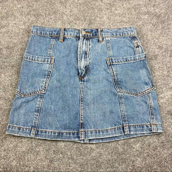 BDG Urban Outfitters 90s Style Button Front Denim Blue Jean Skirt Size M - Picture 1 of 7